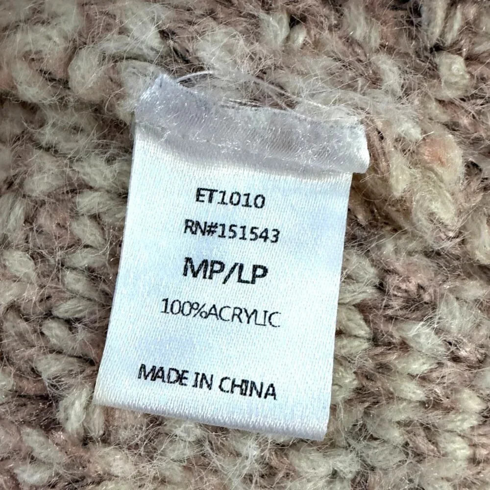 Common Threads Chunky Knit Sweater Neutral Geometric Boho Cozy V-Neck M/L